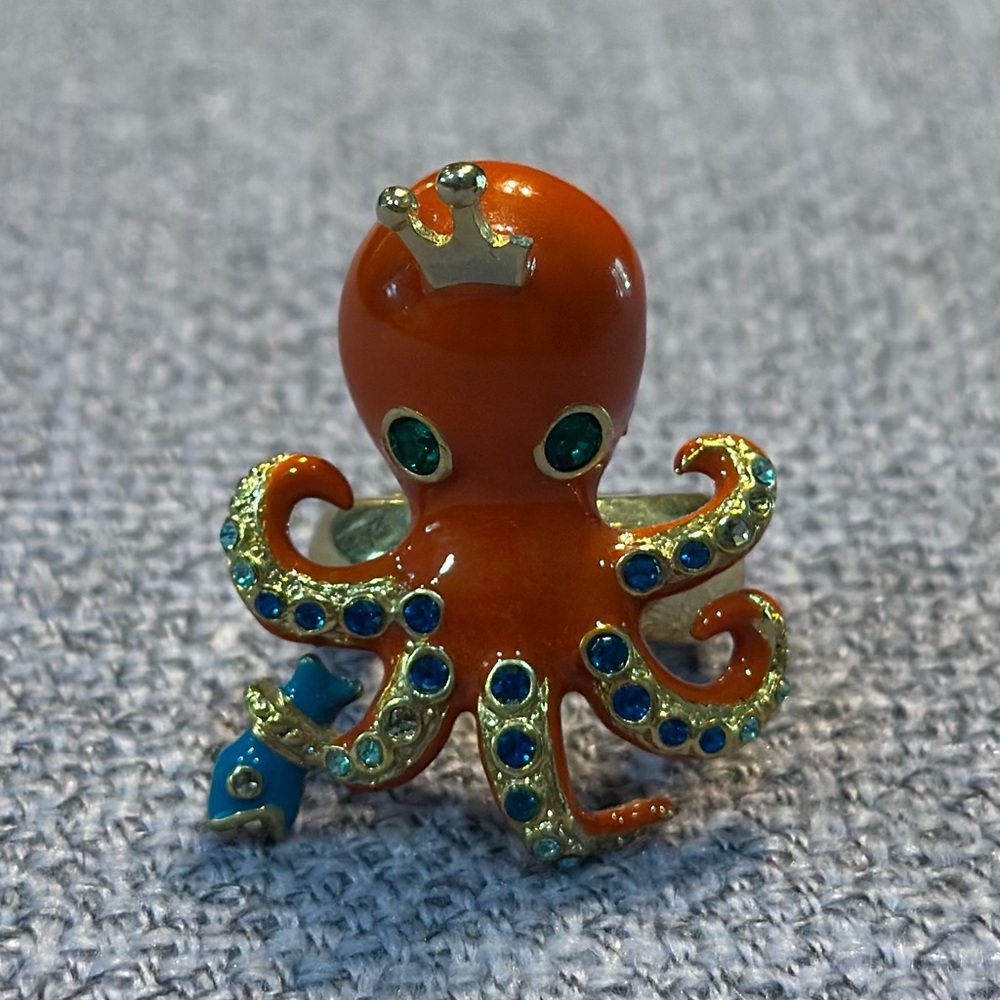 Betsey Johnson adjustable Orange Octopus ring